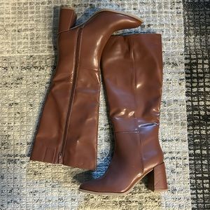 High leather brown boots size 8 1/2